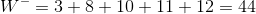 W-= 3+8 + 10 + 11 + 12 = 44