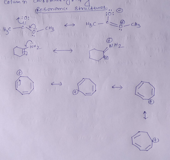 Column Wom Resonance structures, CH2 Hzc - c. H₃C - - _ CH₂ NH2