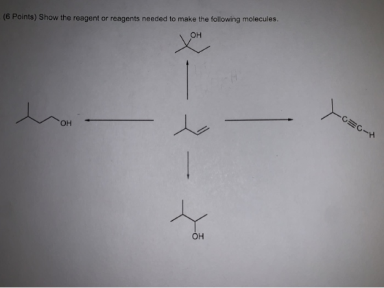 (6 Points) Show the reagent or reagents needed to make the following molecules. OH wo -C=O-H ОН