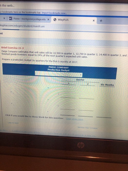 h the web... ur bookmarks here on the bookmarks bar. Import bookmarks now... * MC Home - montgomerycollege.edu X Wiley PLUS T