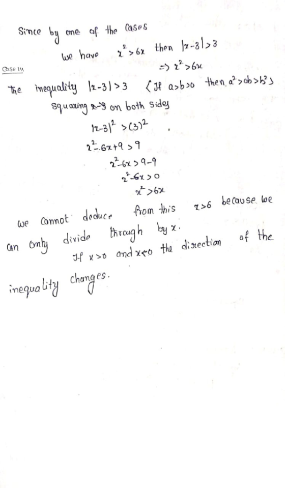 Since bu one of the (ases Case w 2 squaung 2-9 on both Sidej 2-6x> 9-9 loe Connot deduce Aom this s be tause loe an only divi