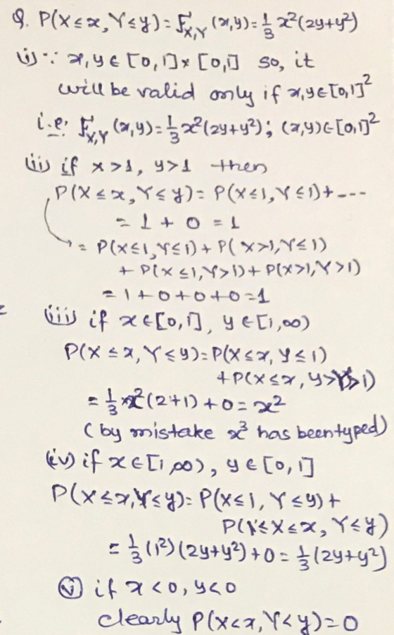 9. P(x=x, Yey) - Fxx (0,4)= 122(24+43) ,46 [0, 1] x [0,1 so, it will be valid only if 3,46 Toige lip Fier (2,4)= (24+43); (2,