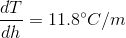 \frac{dT}{dh}=11.8^{\circ}C/m