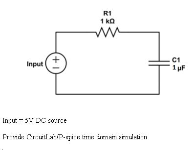 R1 C1 Input Input 5V DC source Provide CircuitLab/P-spice time domain simulation