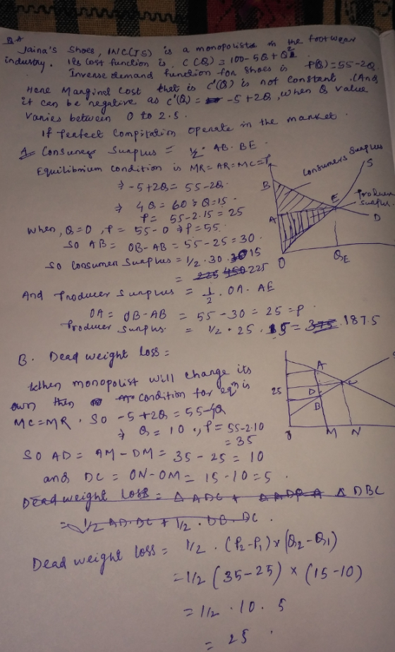 Jainas Shoes, IAl C.(Ts3 10s Cost funckion when & value Vanies betw ein o to 2.S Compiti opeten the manwa Euilibmium Conditin MR A 95 28, SS-28B た55-2-15-25 08-4B 55-25 :30 Lonsumens SE 上胡丝0225 0 on= dB-A8-55-30-25-P Dee4 weighb Loss elke monapoust wl thang s 25 .112-135-25) x (15-10) 21 、10. 5