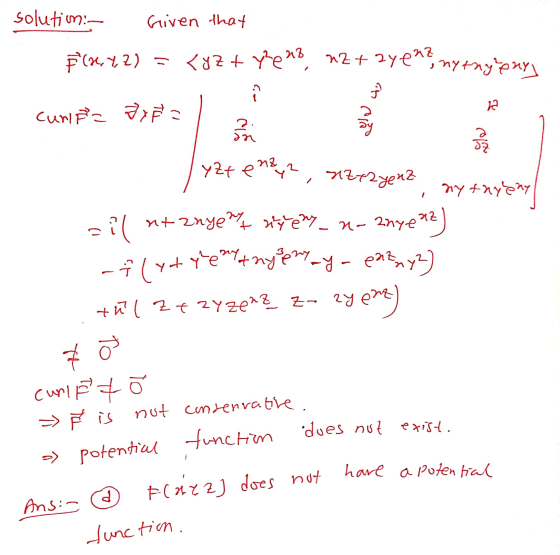 Р function. Ans:- 0 Flarz] does not o potential function not conservative. » Ř is have a potential does not exist. ота 1м2 -