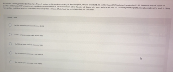 RTF stock is currently priced at $2106 a share. The only options on this stock are the August $25 call on which is priced at