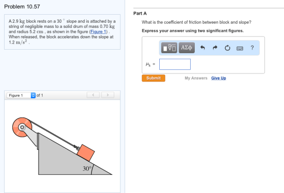 A 2.9 kg block rests on a 30 degree slope and is a