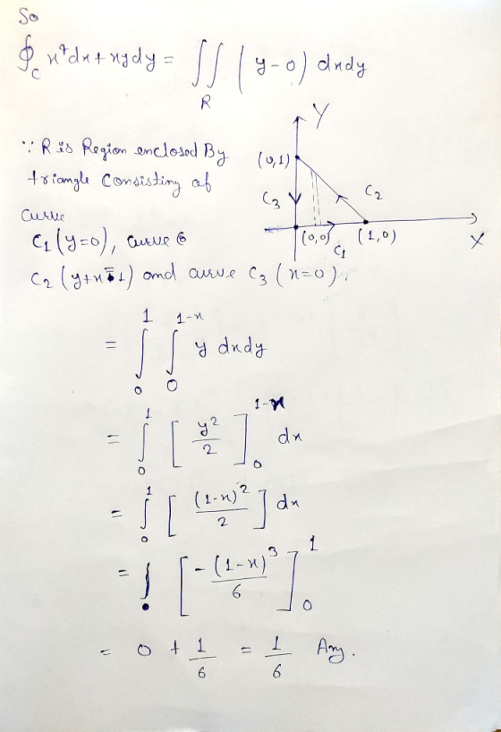 So & ne det nydy = 58 19-0) andy R Ris Region enclosed By triangle consisting of (0,1) C2 Curve (1,0) C. (Y=0), Gune 6 Cq (y