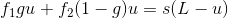f_1gu+f_2(1-g)u=s(L-u)
