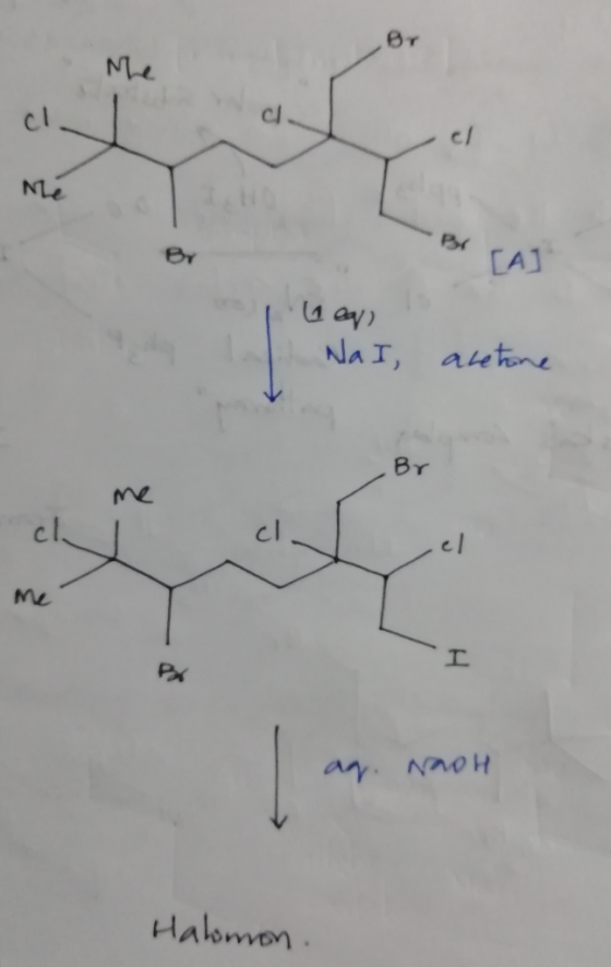 Me d- lea) Na I, acetone cl. I M ag. NooH Halomon.