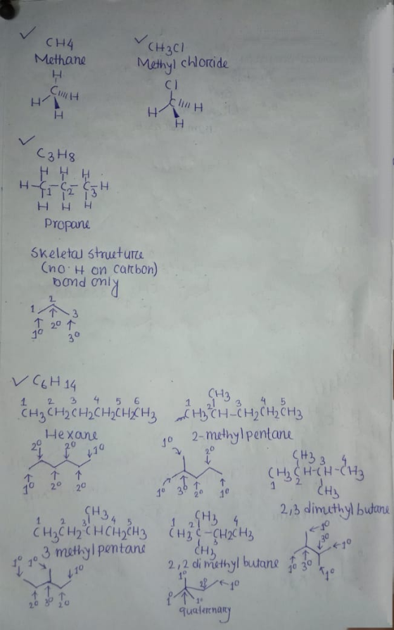 CH4 V CH3C1 Methane Methyl chloride Н C) Н нин н C3Hg нун Hн н Propane Skeletal structure (no H on calcbon) bond only CHA VC6