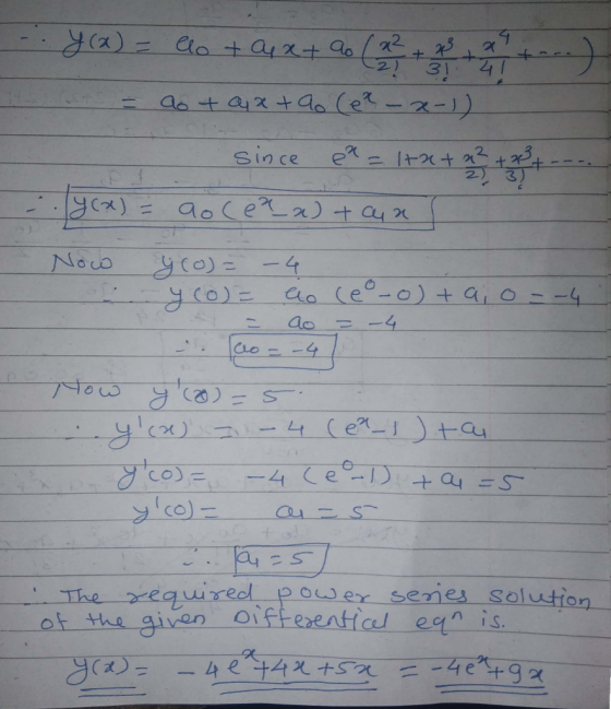 2 3] 41 since 3 + aocea) a42 Noco ao (e-o)+ a0--4 -4 ao CLo--4 -4 Ce- a45 Cy ST The required of the power senes solution egn