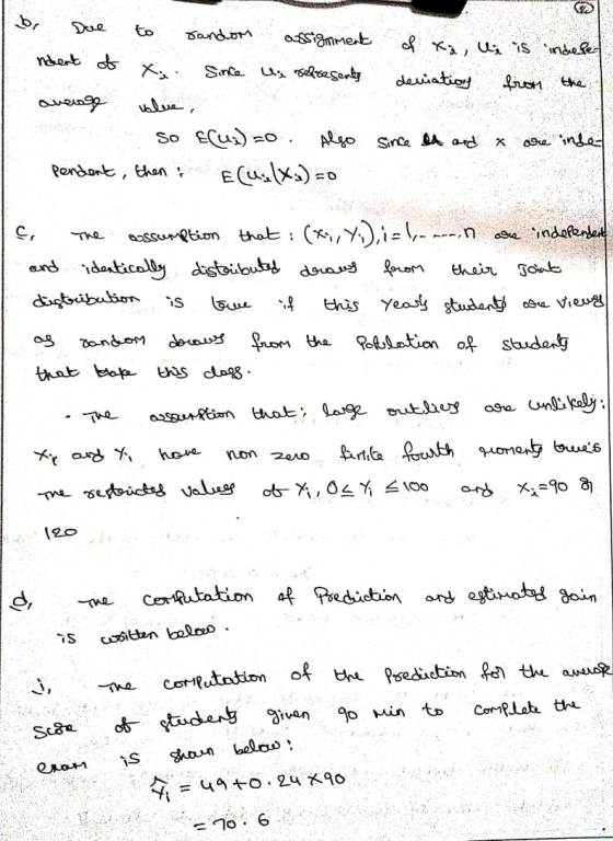 b. Due ndent of to x sandon Since assignment us refresents . of to, le is indoset deviation from the ومدمه علم so &Cu) zo. Al