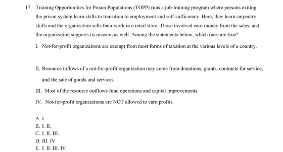 17. Training Opportunities for Prison Populations (TOPP) runs a job-training program where persons exiting the prison system