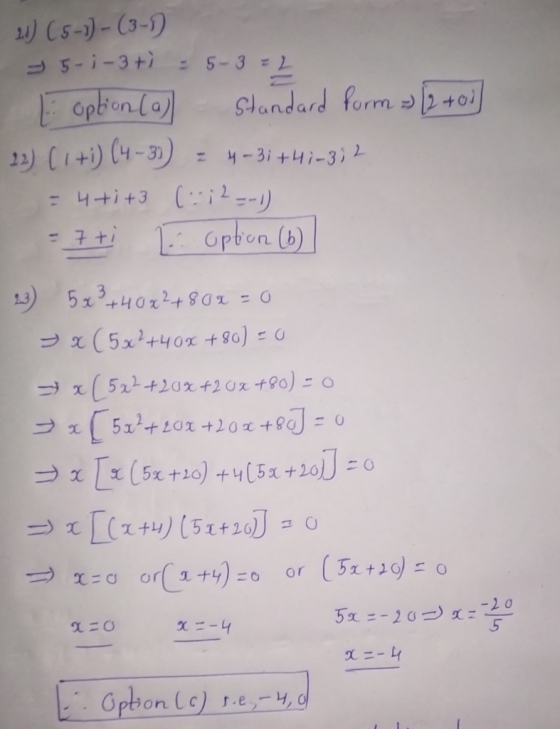 .) Cs-)-(3-) -1-3+7 5-3 opken Co) landard form 2+0) ) (1+) (4-3)) 1+1+3 (il --) 4-31+4i-3) 2 Opten (b) 7 +i 15x3+402+ 90% = 0