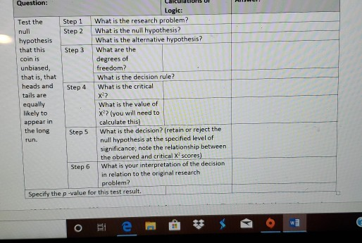 Question: Calcul UNS UIT Logic: Test the Step 1 What is the research problem? null Step 2 What is the null hypothesis? hypoth