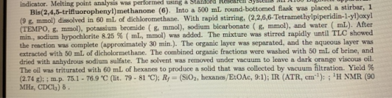 indicator. Melting point analysis was performed using a Stanford Bis(2,4,5-trifluorophenyl)methanone (6). Into a 500 mL round