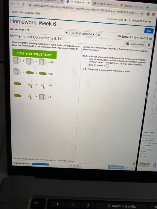 Do Homework X > Grade 2 » Opera x mathud.com/StudentPlayer Homework.aspx?homeworkid=571125455&questionid=9&flushed U Cosmetic