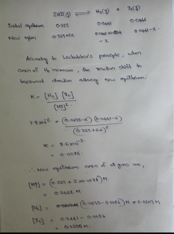 HzC9 + P20 0-0444 2HP(9) = 0.329 032942X 0:0441 Initial equilibrium New egon 6.0441-X. Q-0441 +0-0254 -2 According to Lechate