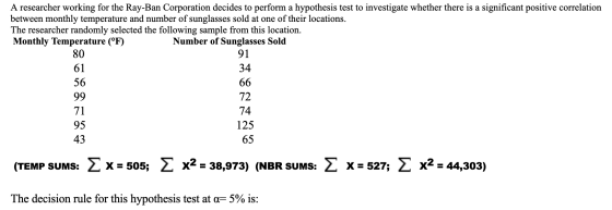 A researcher working for the Ray-Ban Corporation decides to perform a hypothesis test to investigate whether there is a signi