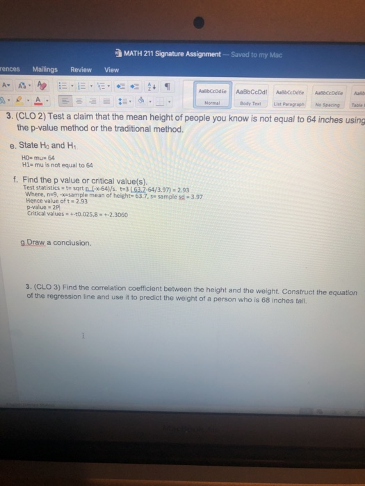 MATH 211 Signature Assignment-Saved to my Mac rences MailingsReview View Normal Body TextList Paragraph No Spacing Table i 3.