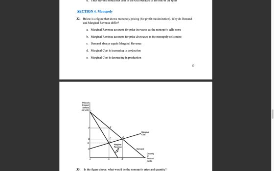 d. They say one should not drill in the Gulf because of the risk of Oil Spills SECTION 4. Monopoly 32. Below is a figure that