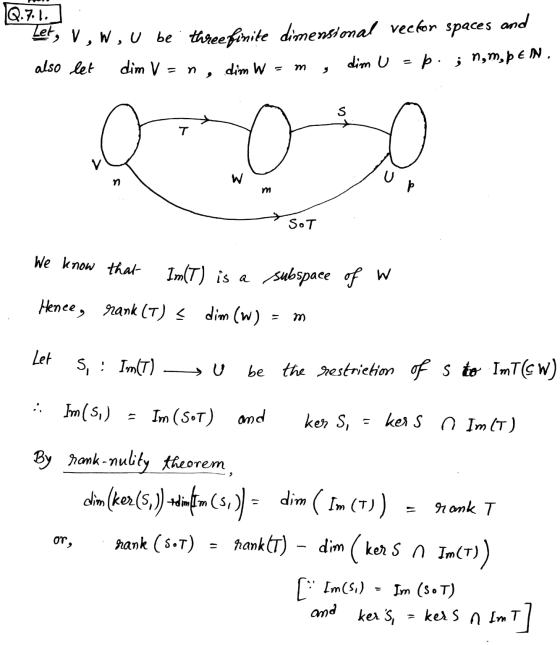 and Q.71. Let, V, W, U be also let dim V three finite dimensional vector spaces bi; n,m, þEN. dim u ท dim W m S T W U n m SoT