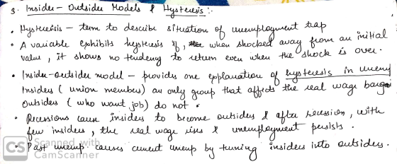 o away value 3. Inside Outside Models & Hysteresis : - tem to describe situation of unemployment trap initial A variable exhi
