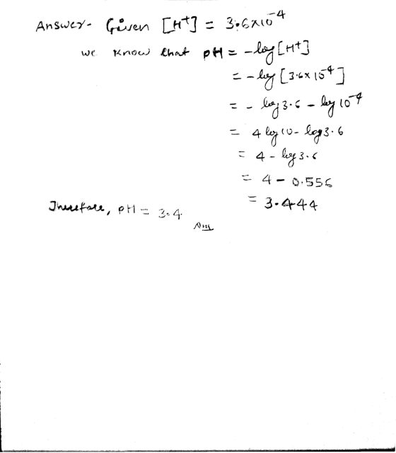 -4 = Answer- Gusen [at] = 3.6410 know that pH: -lay [it = -by [36x154 leg 3-6 = ley A leg logo3.6 - leg3.6 109 (0- て 4- leg =