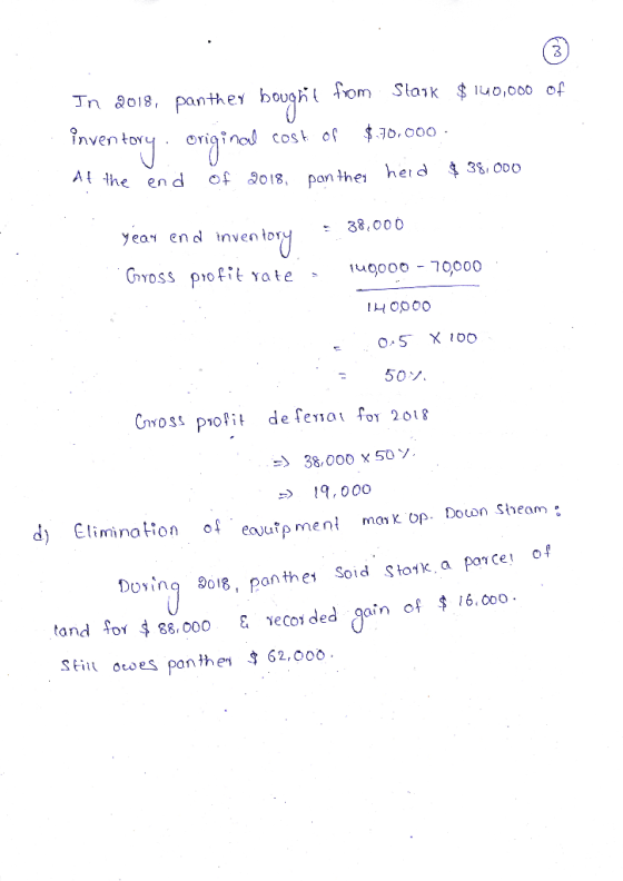 Stark $140,000 of In 2018, panthey bought from inventory. Original cost of $70,000. At the end of 2018, panther held $38,000