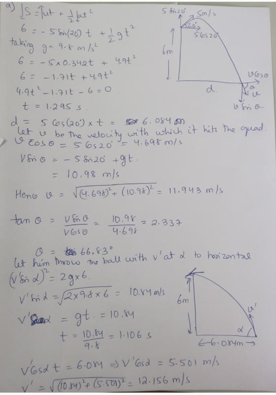 SOS20 tak lm 2. d. C9. t = 1.2 ass OCA = 10,98 m)s S . 2.333 ut hum Throw66.rbeuu urth l t d かんが2ont2L 6m ol
