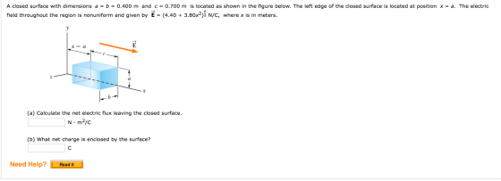A closed surface with dimensions a b- 0.400 m and