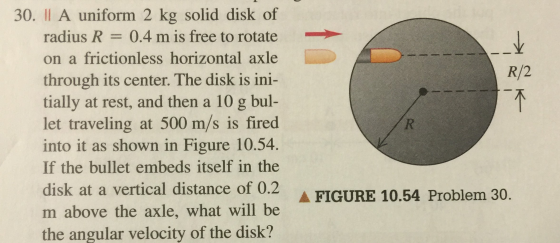 A uniform 2 kg solid disk of radius R = 0.4 m is f