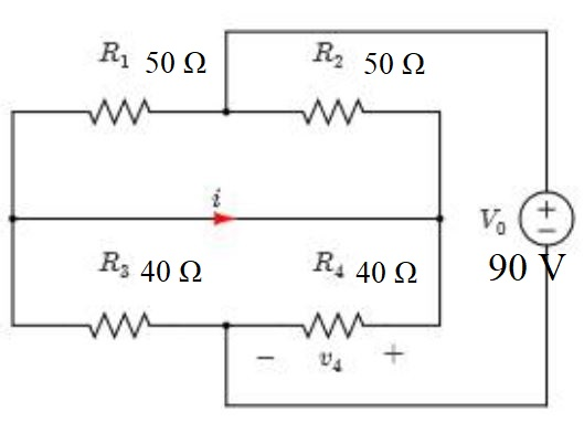 R, 50 Ω R, 50 Ω R,40 Ω R, 40Ω| 90V