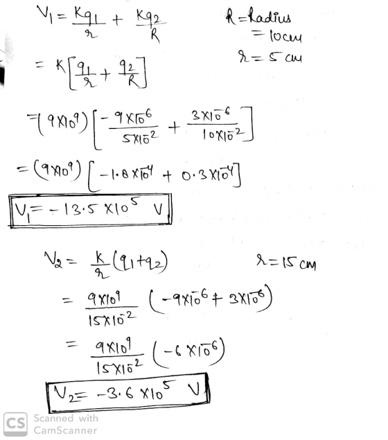 V=KqL+ Kg2 r R R=Radius - toc r=5am = K *[4+ 1] 9X106 5x102 + 3X106 10x102 7 anos) - (9809) [-1.8 X164 + 0.3 XLOW] -13.5x105