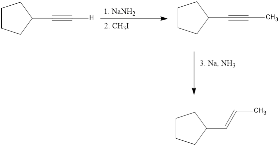 1. NaNH2 2. CHil CH 3. Na, NH3 CH