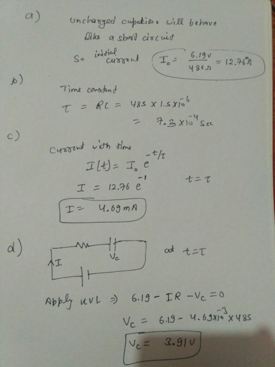a) Uncharged capatid behave So Cyen 485 b) -4 c) 七 七二 |ニ12.96 e d) Nc V2.91 v