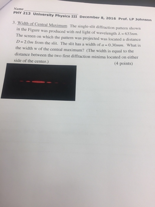 The single-slit diffraction pattern shown in the F