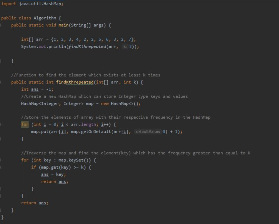 import java.util.HashMap: public class Algorithm { public static void main(String[] args) { int[] arr = · {1, 2, 3, 4, 2, 2,