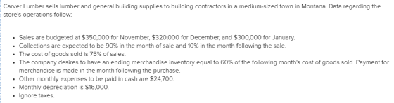 Carver Lumber sells lumber and general building supplies to building contractors in a medium-sized town in Montana. Data rega