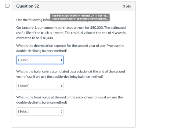 Question 32 3 pts 1 Bedroom Apartments in Marietta GA Floor Pla... Use the following infor lakesideattowncenter-apartments.co