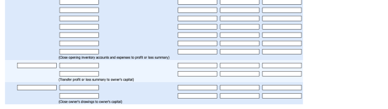 HH uh uuuuuu (Close opening inventory accounts and expenses to profit or loss summary) (Transfer profit or loss summary to ow