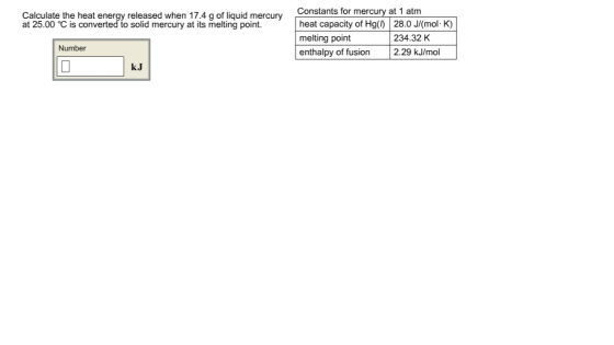 Calculate the heat energy released when 17.4 g of