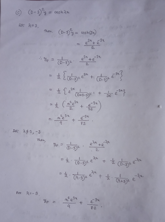 () (D-3) y = coshan ser 2=3, Then. (D-a) y = cos (3) a 2 = 70-e32 este - {epe Ot3-332.1 + gas e se} ** (amen + en da) ser at3