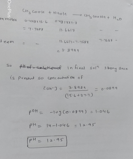 OnePluss Hycoona + H2O mmoles CH₃COOH + NaOH 0.4988 IS 6 0421X27.7 = 7.7688 11.6617 team 116617-7.7688 7. 1689 - = - 38929 so
