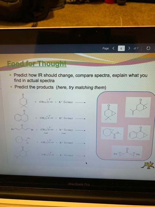 Page6 017 O Fo for Though Predict how IR should change, compare spectra, explain what you find in actual spectra Predict the
