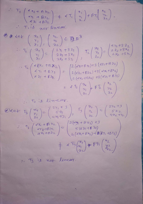T Ť & T AB A ry + B 22 XN & BY2 a 2 of B 22 Tiis 22, nor linear, & det 3 72 Z2 EDR3 2 22 T, ना Y2 22 21 ། 242 +3 Zz 24+3 zy T