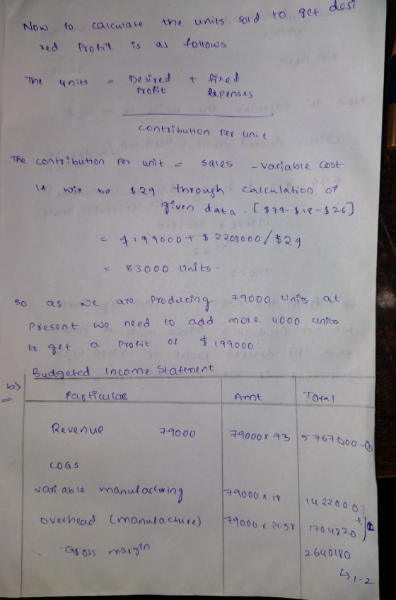 sold to get de to Now red calculate Prott is the as units follows The units & Desired Profit & fixed expenses contribution pe
