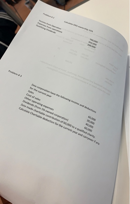Expenses from operations Quying Dividends 700,000 950.000 200.000 Problem 3 Zeta corporation have the following income and de
